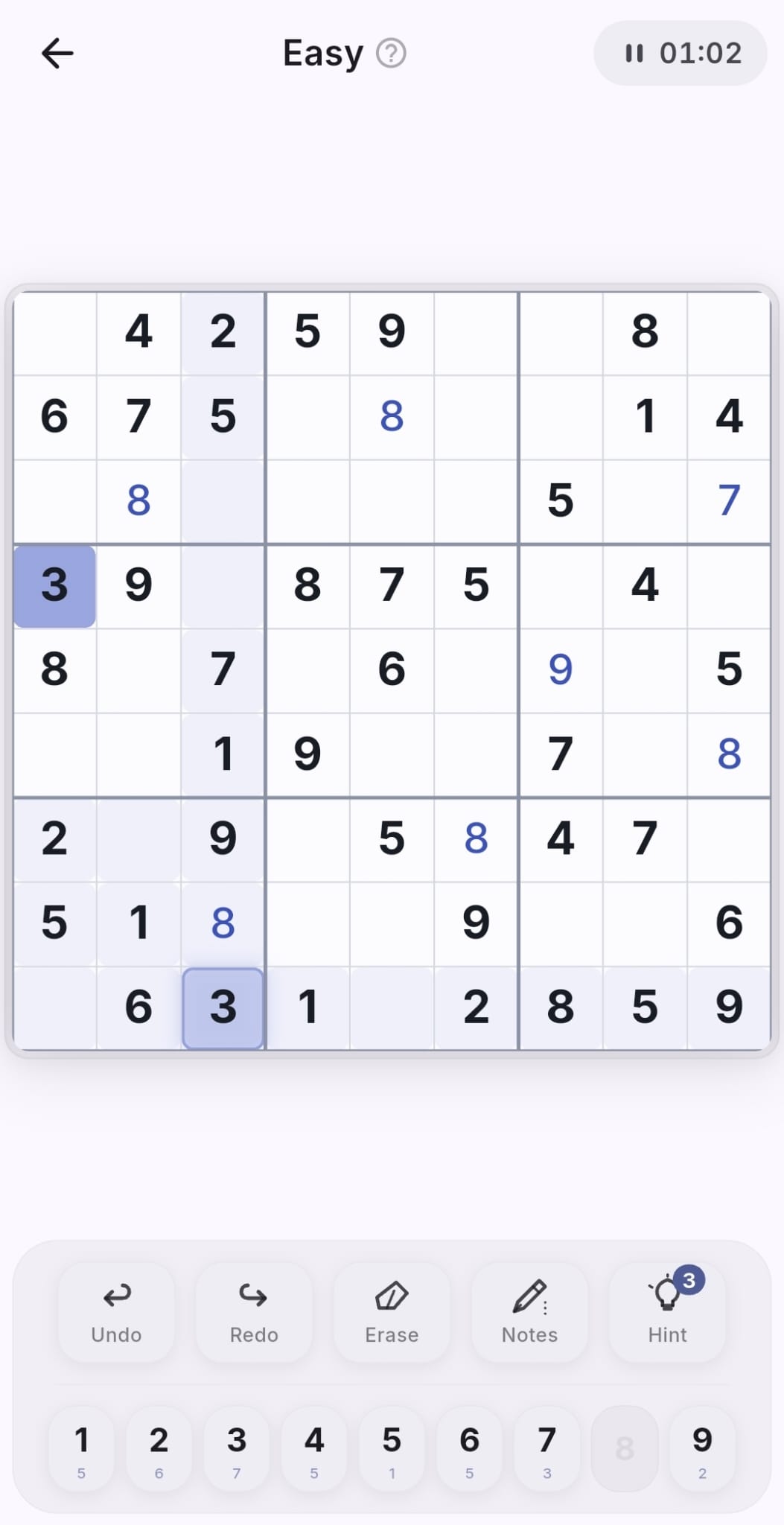 Classic sudoku board
